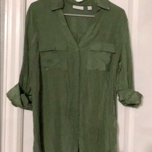 New York & Co green rayon 3/4 sleeve blouse